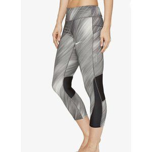 Nike Dri-Fit Power Printed Cropped Running Leggings Pants Gray Pattern sz M